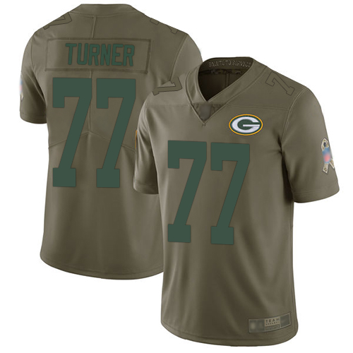 Green Bay Packers Limited Olive Men #77 Turner Billy Jersey Nike NFL 2017 Salute to Service